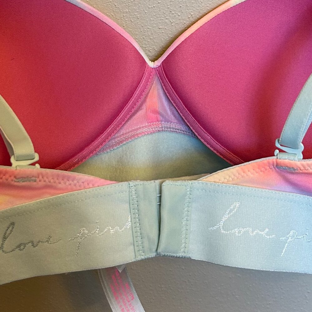 PINK Victoria's Secret Pastel Rainbow Push-Up Bra - Picture 5 of 9